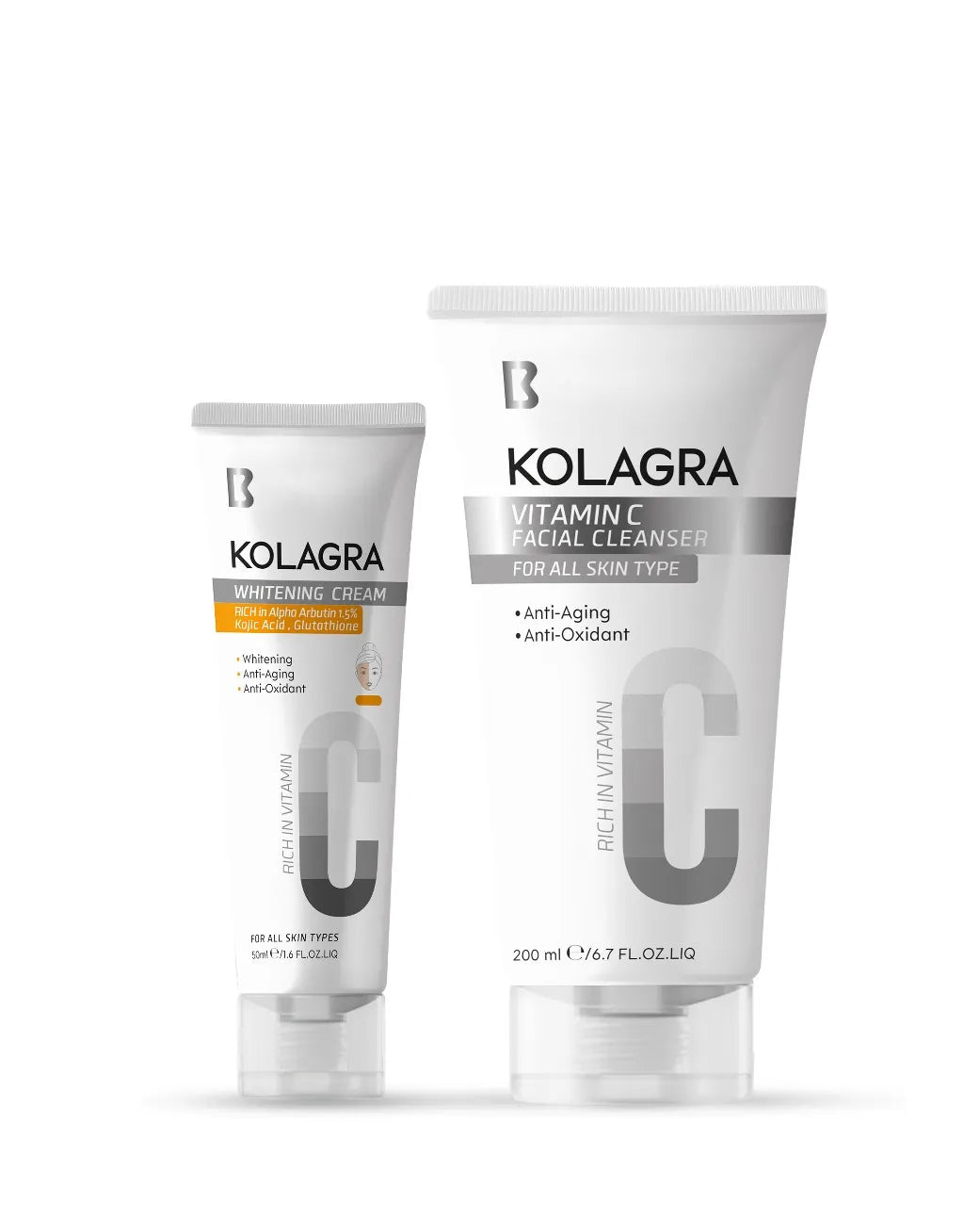 عرض كولاجرا غسول الوجه + كريم التبييض 50 + 200 مل Kolagra offer: face cleanser + brightening cream, 50 + 200 ml - Image 1