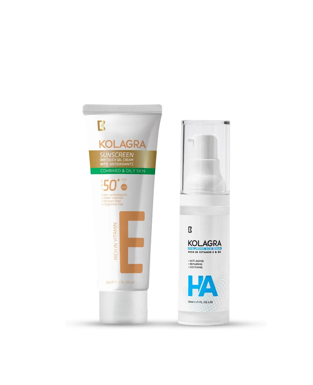 عرض كولاجرا سيروم حمض الهيالورونيك + واقي من الشمس 30+50 مل Kolagra offer: hyaluronic acid serum + sunscreen, 30+50 ml - Image 1